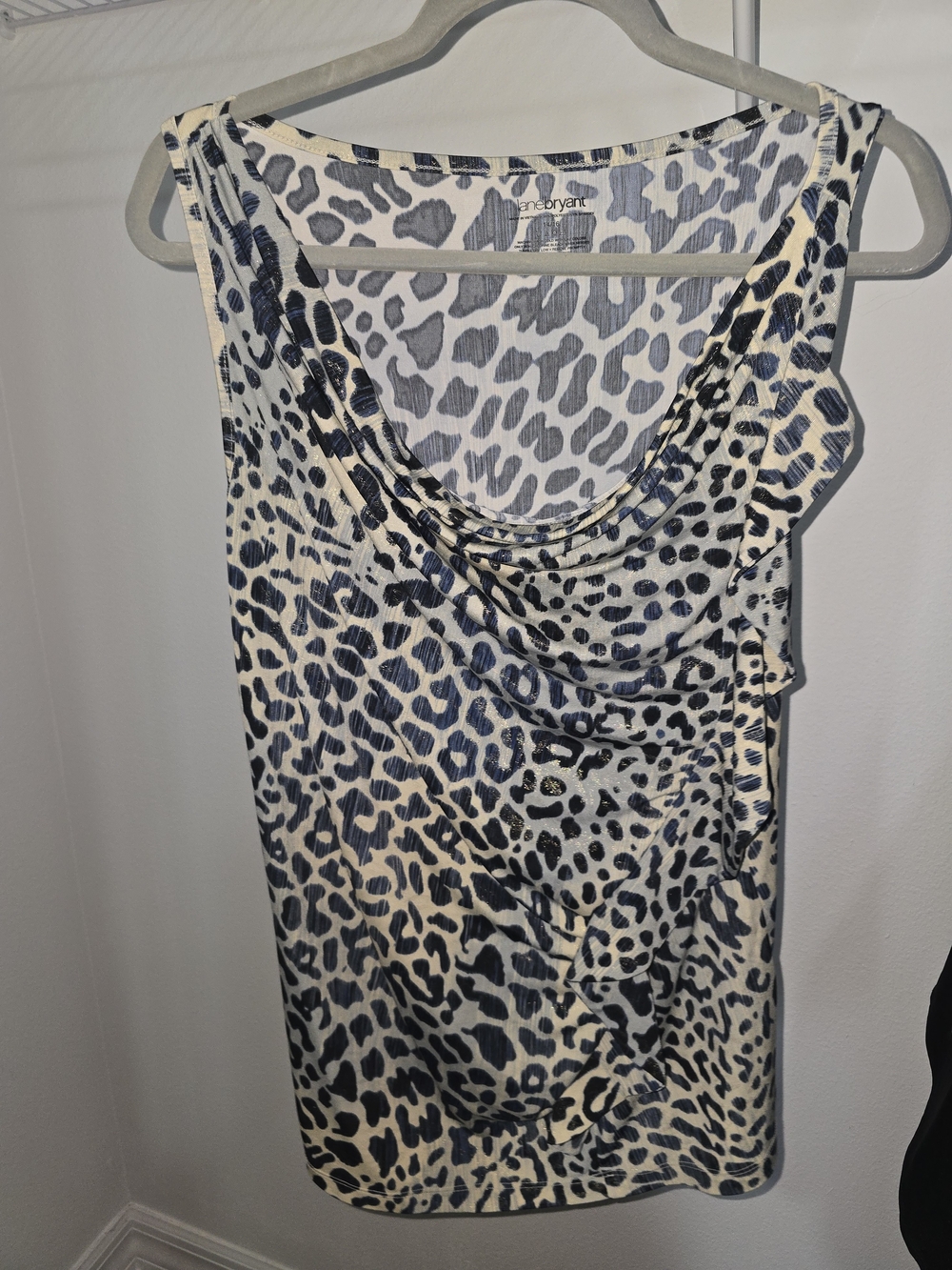 Lane Bryant Blues And Cream With Gold Thread 14/16 Ruffle Down Side